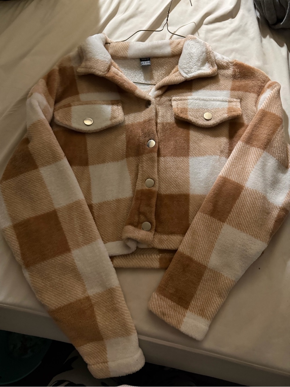 Cropped Sherpa Button-Up Jacket